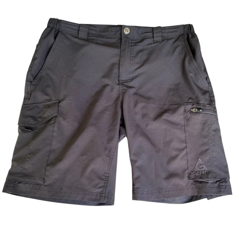 Gerry Cargo Shorts Mens 34 Gray Lightweight Pockets Quick Dry‎ Elastic Waist